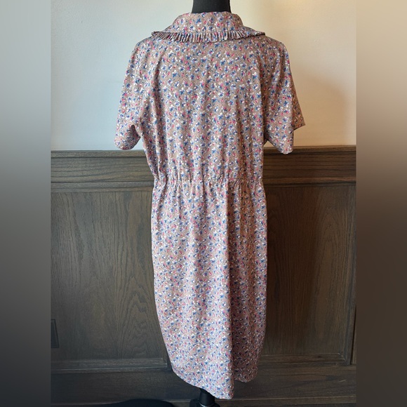 Handmade Vintage Floral Cottagecore Dress – Ruffled Collar Prairie Midi - Picture 4 of 8